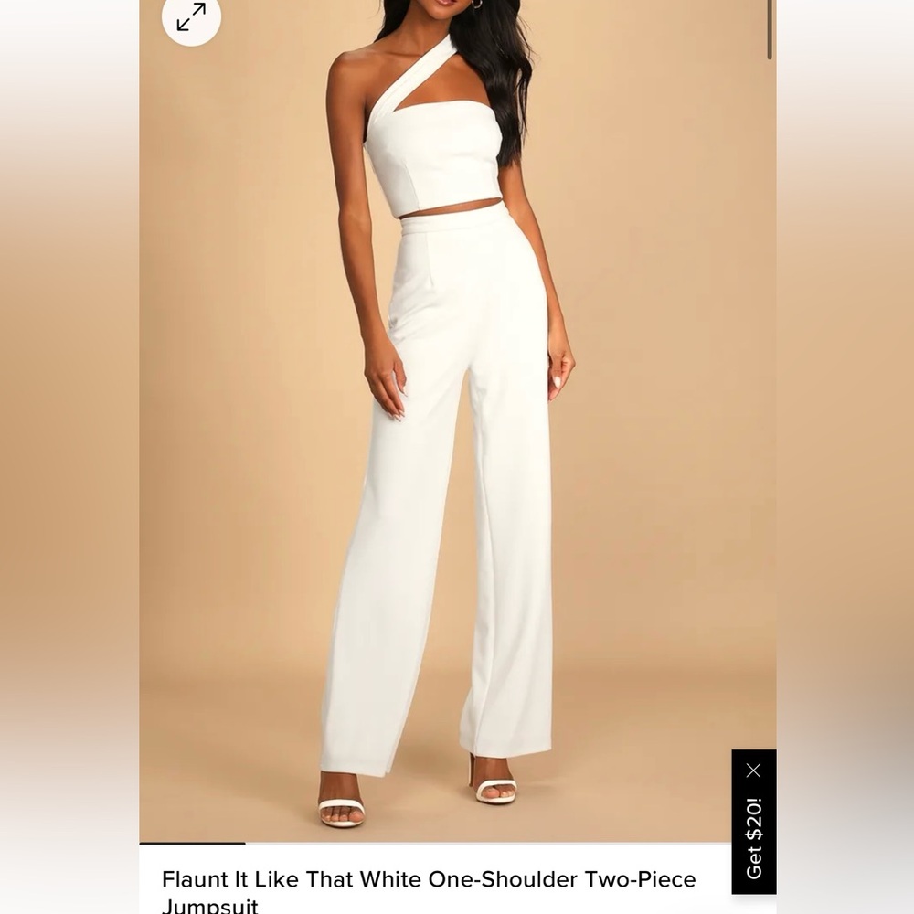 Two piece white jumpsuit from Lulus perfect for bridal worn once